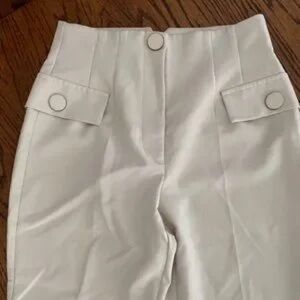 Zara Women’s Medium Cream Ivory High Waist Button Trousers